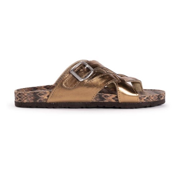 NWT Muk Luks Bronze Geometric Shayna Terra Turf Suede Sandals Woman’s Size 6 - Picture 5 of 7